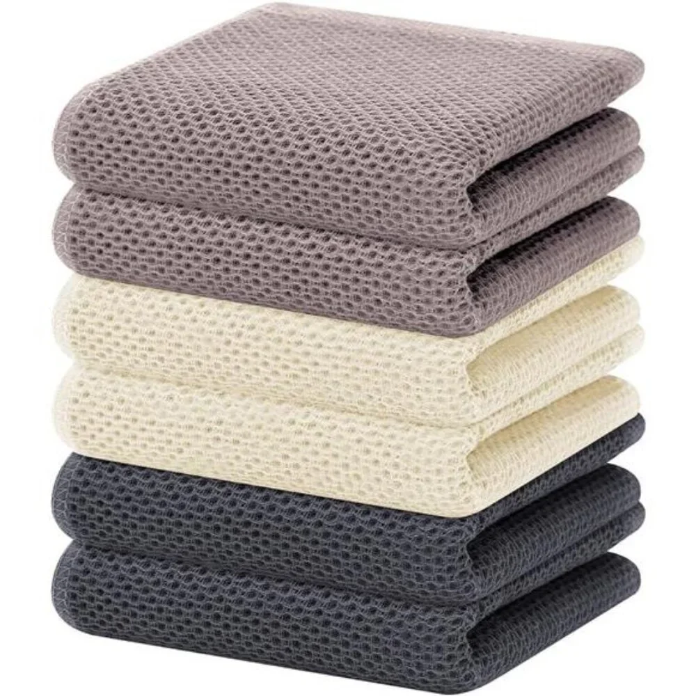 100% Cotton Waffle Weave Kitchen Dish Towels, Ultra Soft Absorbent Quick